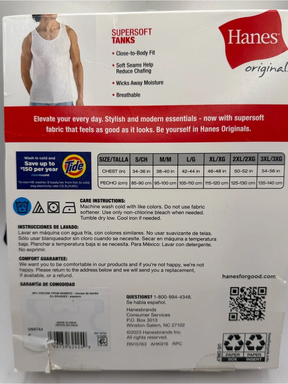 Hanes Originals Supersoft Tanks - Black, White, Gray- Men's 3 Pack